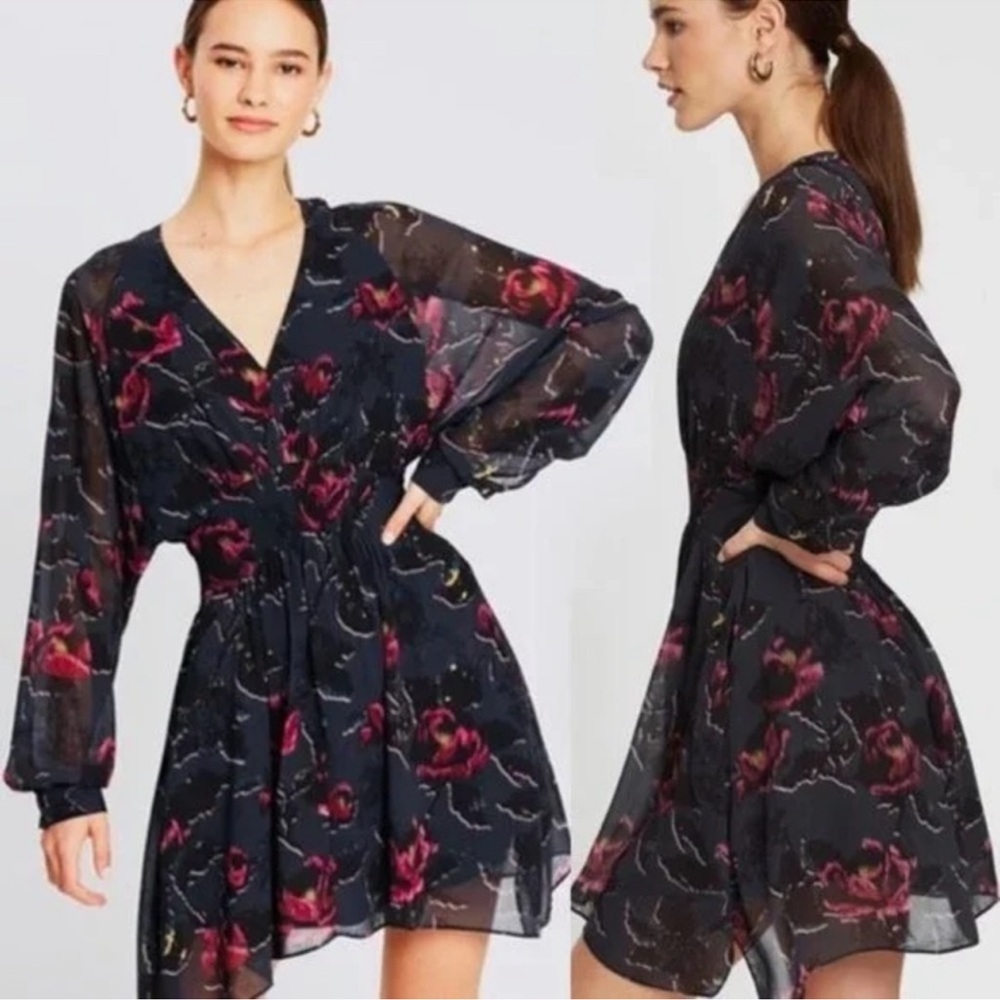 AllSaints Black and Red Floral Dress NWOT - Picture 5 of 6